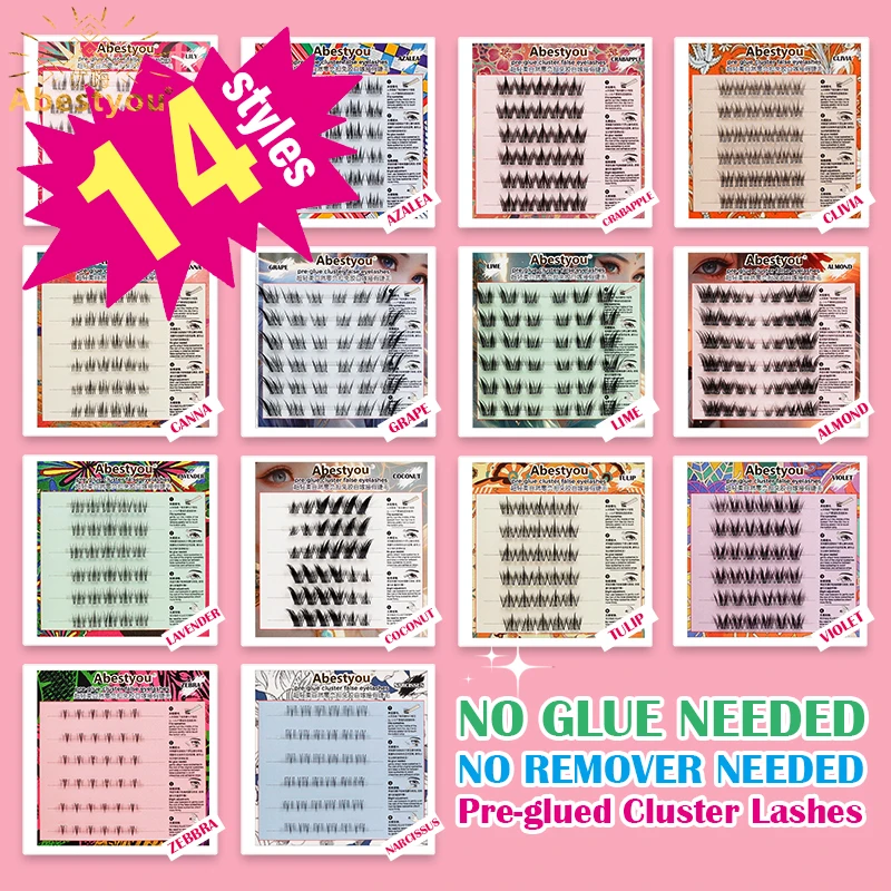 

Abestyou No Glue Need Transparent Stripe Eyelash Clusters DIY Self-adhesive Cat Eye Natural look Lashes Extensions Makeup Korean