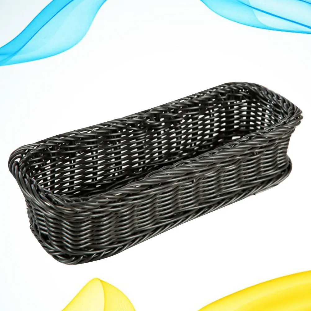 

Rattan Rectangular Woven Basket Baskets for Organizing Grey Decorative Storage Tray