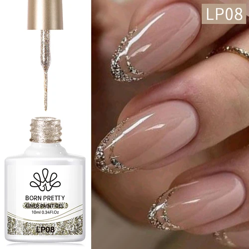 Imagen 2 del producto BORN PRETTY 10ml brillo delineador plateado pintura Gel Esmalte de uñas línea raya Gel Vernis semipermanente para línea de dibujo uñas francesas
