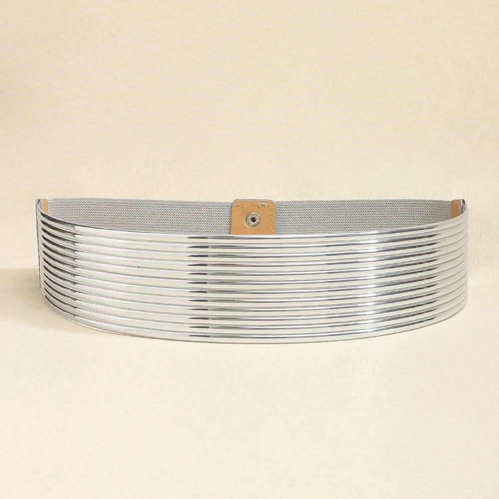 1Pc Fashion Gold Women Waist Belt Bright Long Waist Corset Belts Silver Punk Elastic Dress Accessories Women Fashion Waist Cover