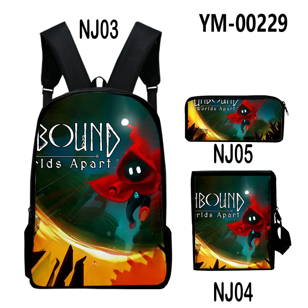 

Creative Popular Unbound Worlds Apart 3D Print 3pcs/Set School Bags Laptop Daypack Backpack Inclined shoulder bag Pencil Case
