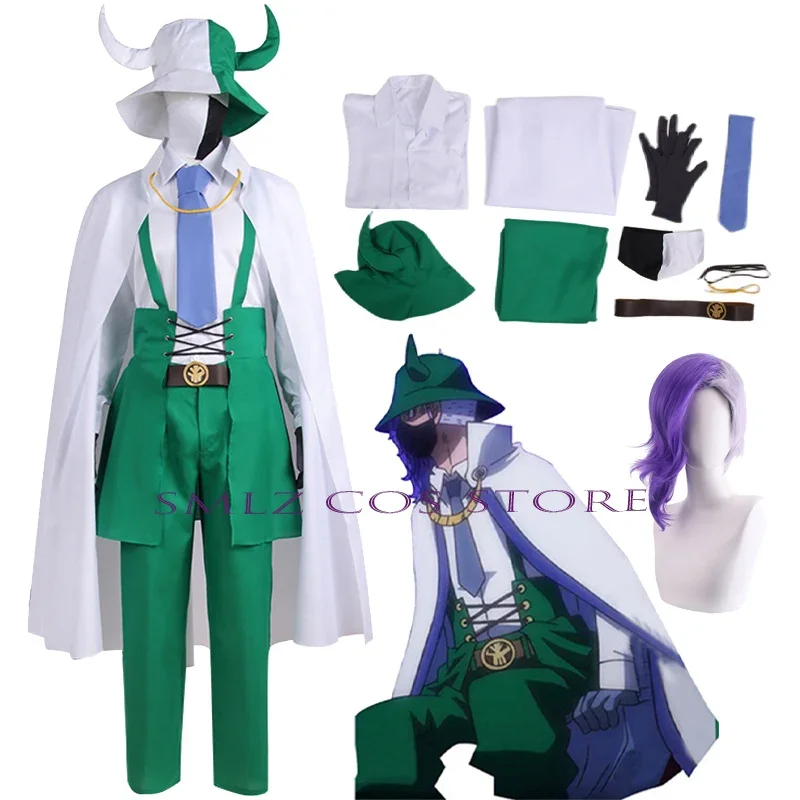 Page One Cosplay Costume Anime Tobiroppo Wig White Cape Cloak Green Rompers Hat Full Set Uniform Man Carnival Halloween Suit