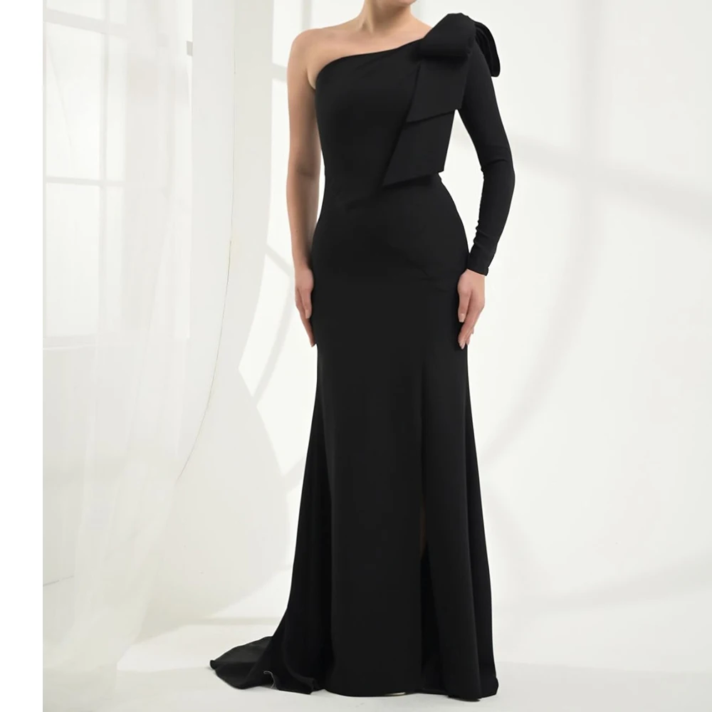 

Customized Temperament Pleat Strapless Floor Length Straight Vestidos De Fiesta Jersey One Shoulder Sweep Train платье вечернее