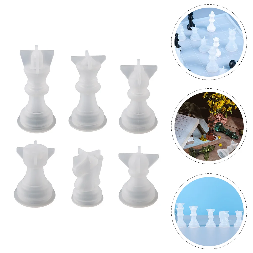 6 Pcs Chess Mold DIY Desktop Decor Supply Fudge Pieces for Crystal Epoxy Silica Gel Decoration