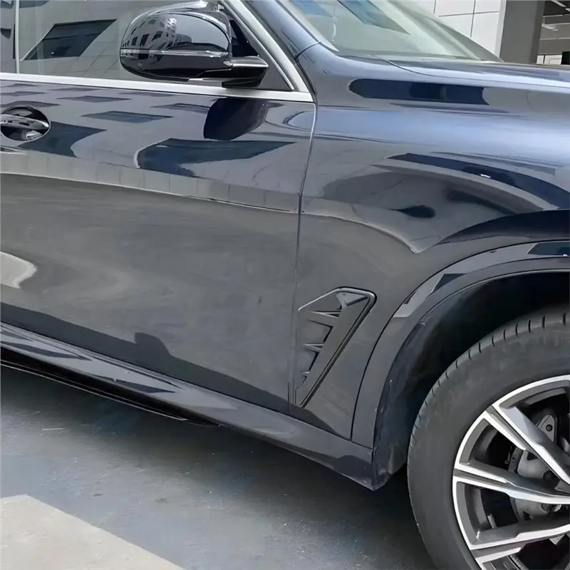 سيارة سبويلر الجانب الهواء الحاجز تنفيس الكسوة لسيارات BMW X5 G05 2024-2025 اكسسوارات الزجاج Blacjk
