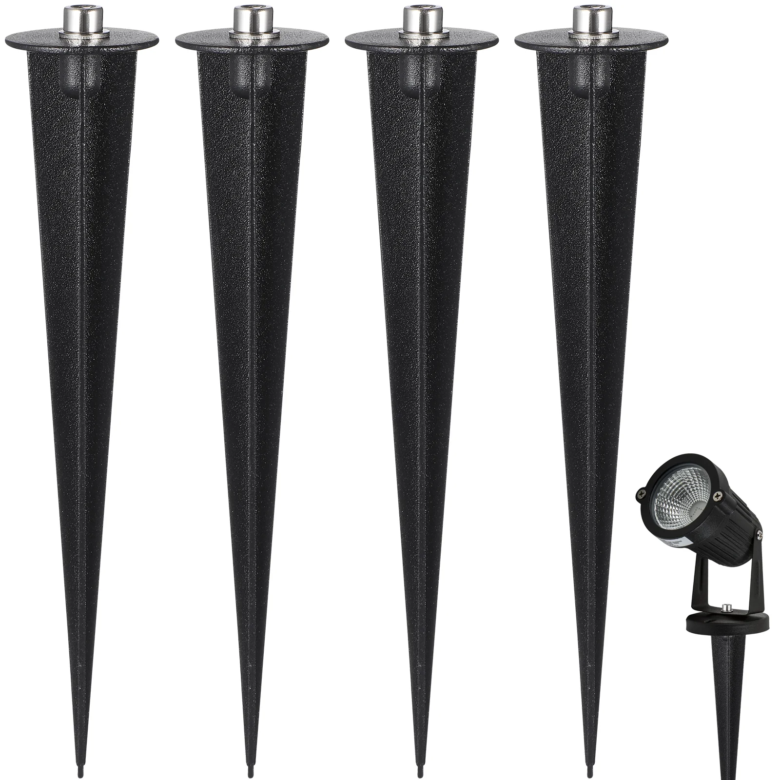 

8 Pcs Solar Lights Garden Ground Accessories Lamp Spike Aluminum Spikes Stakes Landscaping Outdoor Black Supplies for