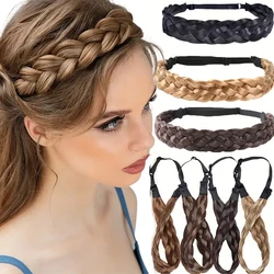 Bohemian Style Synthetic Headband Fishtail Braids Hair with Adjustable Belt Plaited Hairband for Women Hairstyle Hairpieces