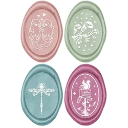 Oval Wax Seal Stamps Otter Dragonfly Bird Squirrel Mail Box for DIY Valentin's Day Wedding Envelope Invitation Card Decor