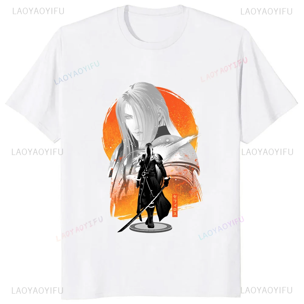 Final Fantasy Sephiroth Printed Shadow Tshirt VII Remake Harajuku Anime Japan Game T-shirt Causal Streetwear Hipster Comfort Tee