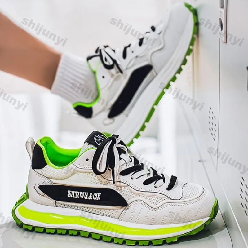 

Men's Fashion Trend Casual Shoes 2025 Spring New Mesh Breathable Versatile Thick Soled Shoes Comfortable Low Top Chunky sneakers