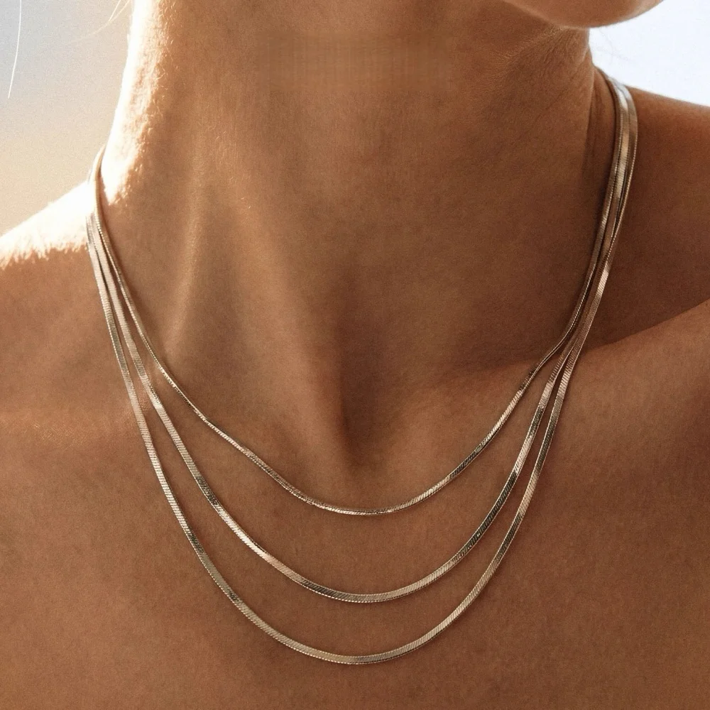 Hip-Hop Herren Edelstahl-Kettenhalskette, Einfache Silberfarbene Quadratische Schlangenkette, Modische Damen-Schmuck-Accessoires – Detail 5