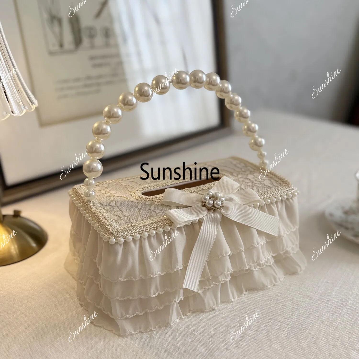 Girl's heart bow pearl can be hand-drawn carton atmosphere decorative ornament