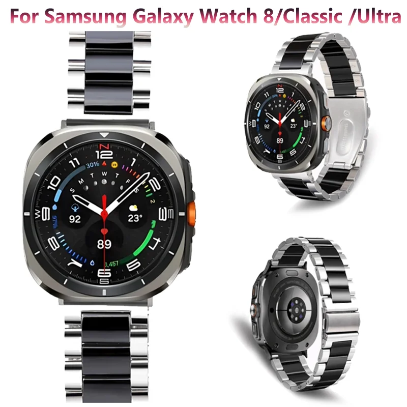 

Керамический + металлический ремешок для Samsung Galaxy Watch 8, 40 мм, 44 мм, классический 46 мм, модный дышащий браслет для Galaxy Watch 8 Ultra 47 мм