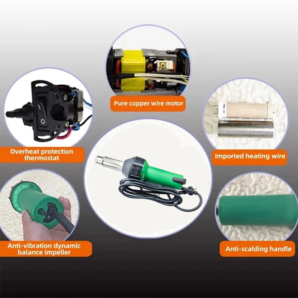 Plastic Welding Gun 220V 1600W Welding Gun Plastics Hot Air Blower Gun Welder Machine with Accessories for PP/PE/PVC Sheet
