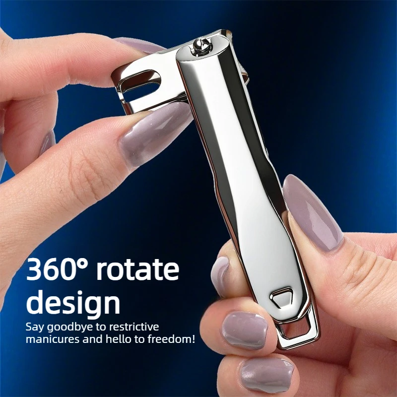 360° Rotation Stainless Steel Splash-Proof Nail Clippers Suitable for Thick Hard Nails for Fingernails & Toenails, Manicure Tool