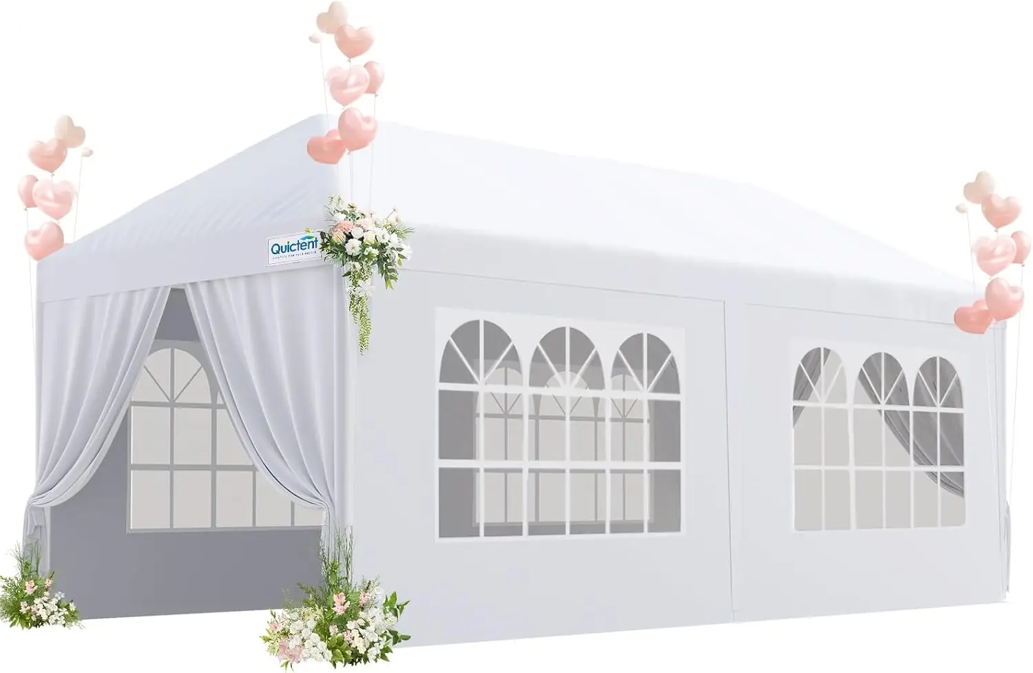 

10x20 Heavy Duty Party Tent Outdoor Canopy Tent for Parties with 4 Removable Church Window Sidewalls
