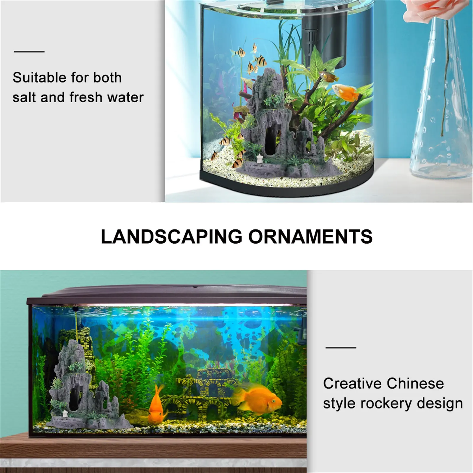 

Fish Tank Decoration Rocks Cave Artificial Aquarium Decor Resin Made No Pollute Safe for Shrimp and Fish Beautiful Crafts