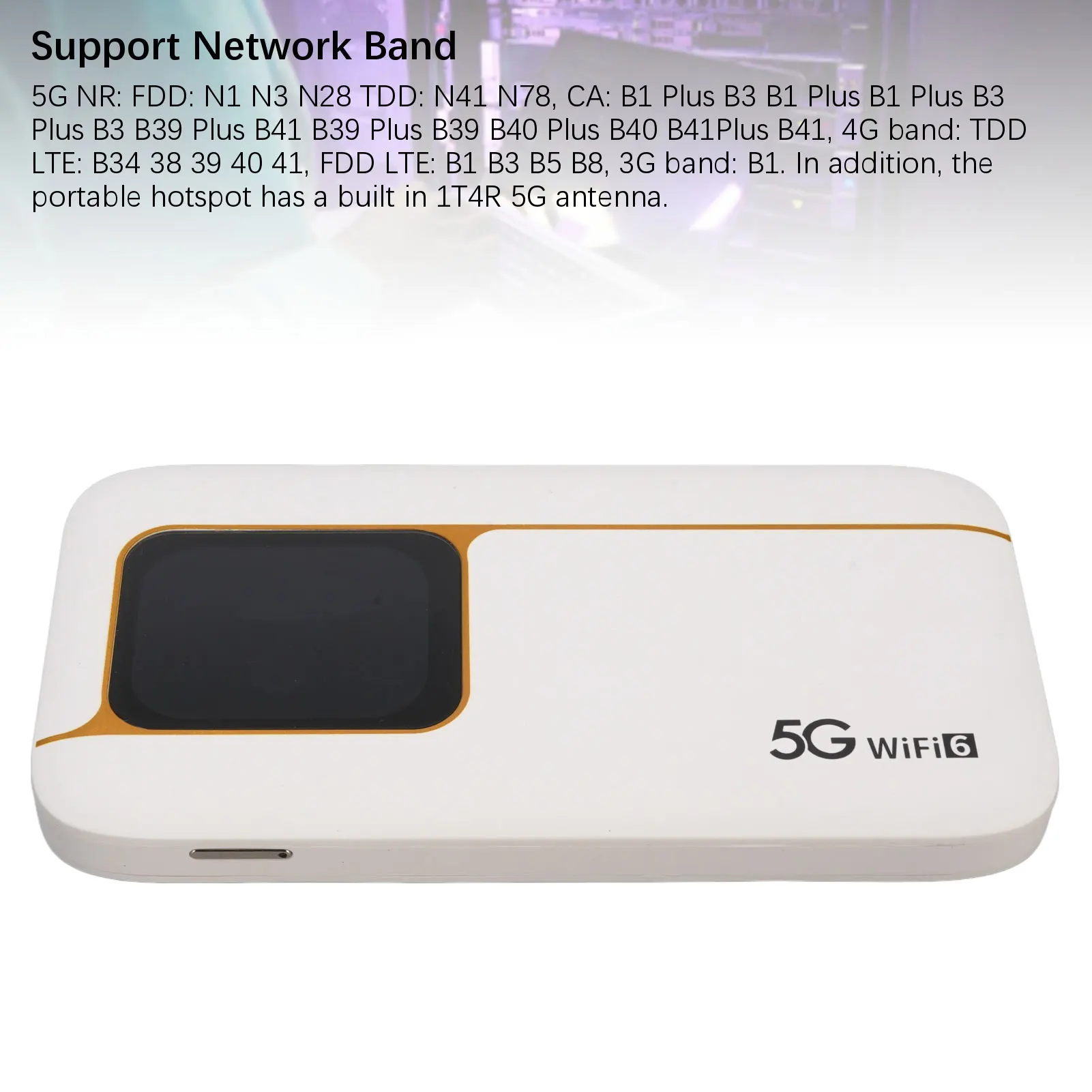 Mobile Hotspot High Speed WiFi 6 2.01 Inch  5G Mobile Hotspot Router Supports 16 Devices USB C for Working Places