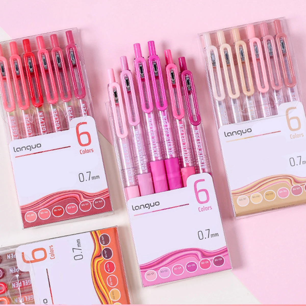 

6PCS Retractable Color Gel Pens, 0.7mm Fine Tip, Large Capacity, Vibrant Ink for Drawing, Marking, School & Holiday Gifts