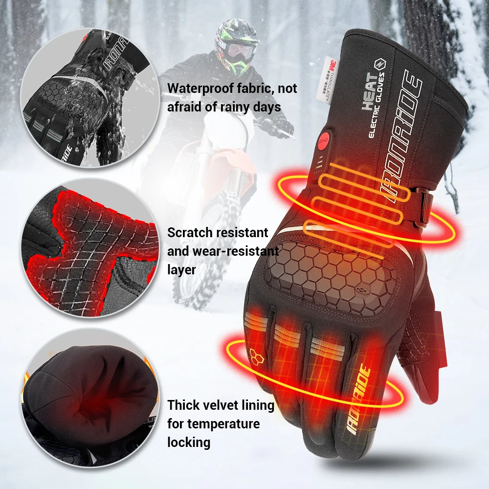 

Skiing Heated Gloves Winter Moto Ski Electric Heating Gloves Warm Waterproof Rechargeable Heating Thermal Gloves Men