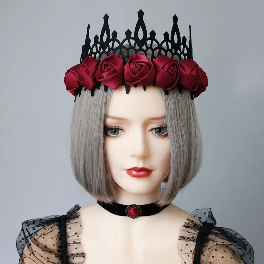 

Wedding Crown Rose Shape Tiaras Fashion Headdress Creative Headwrap Halloween Headband Delicate Headwear for Women Bride Lovely