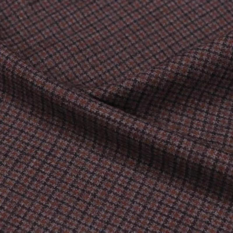 

Red Grey Small Check Pure Wool Fabric Spring and Autumn Style Shirt Dress Vest Unisex Vintage Fashion Comfortable Fabric