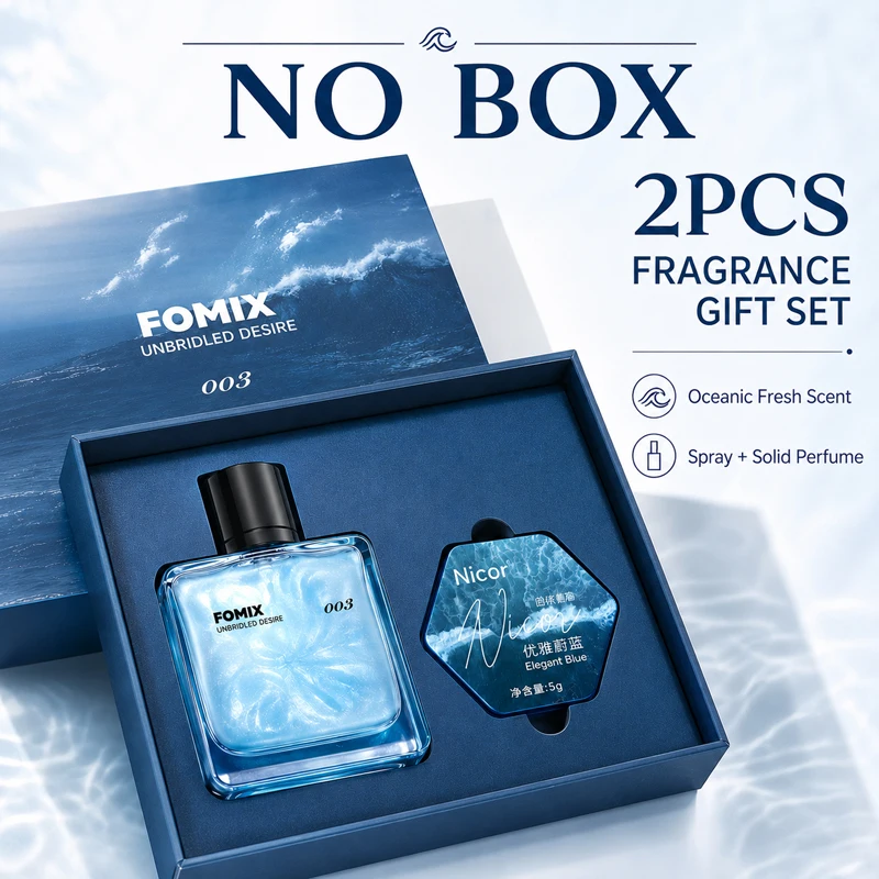Set de Regalo de Perfume para Hombre (2 Piezas), Colonia en Spray Azul Oceánico + Bálsamo Sólido, Aroma Cítrico Amaderado Fresco y Duradero, Regalo de Viaje para Él