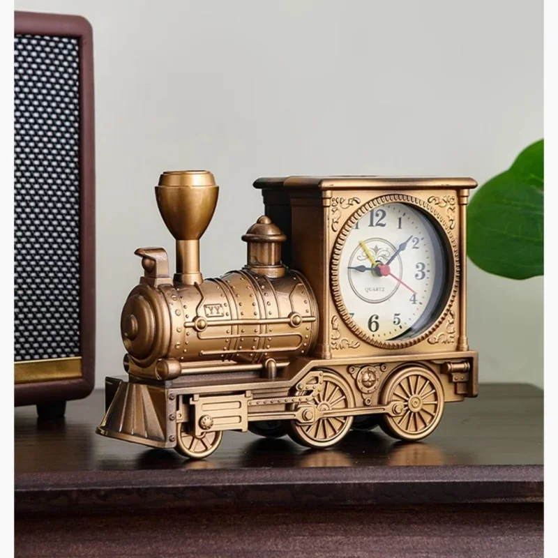Reloj de escritorio americano para dormitorio, modelo de tren Vintage, relojes de mesa para sala de estar