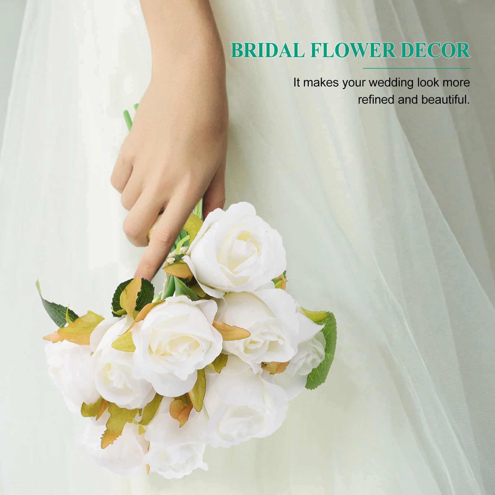 

Artificial Rose Bridal Bouquet Elegant Lightweight Wedding Holding Flower Photography Prop Bride Accessories Wedding