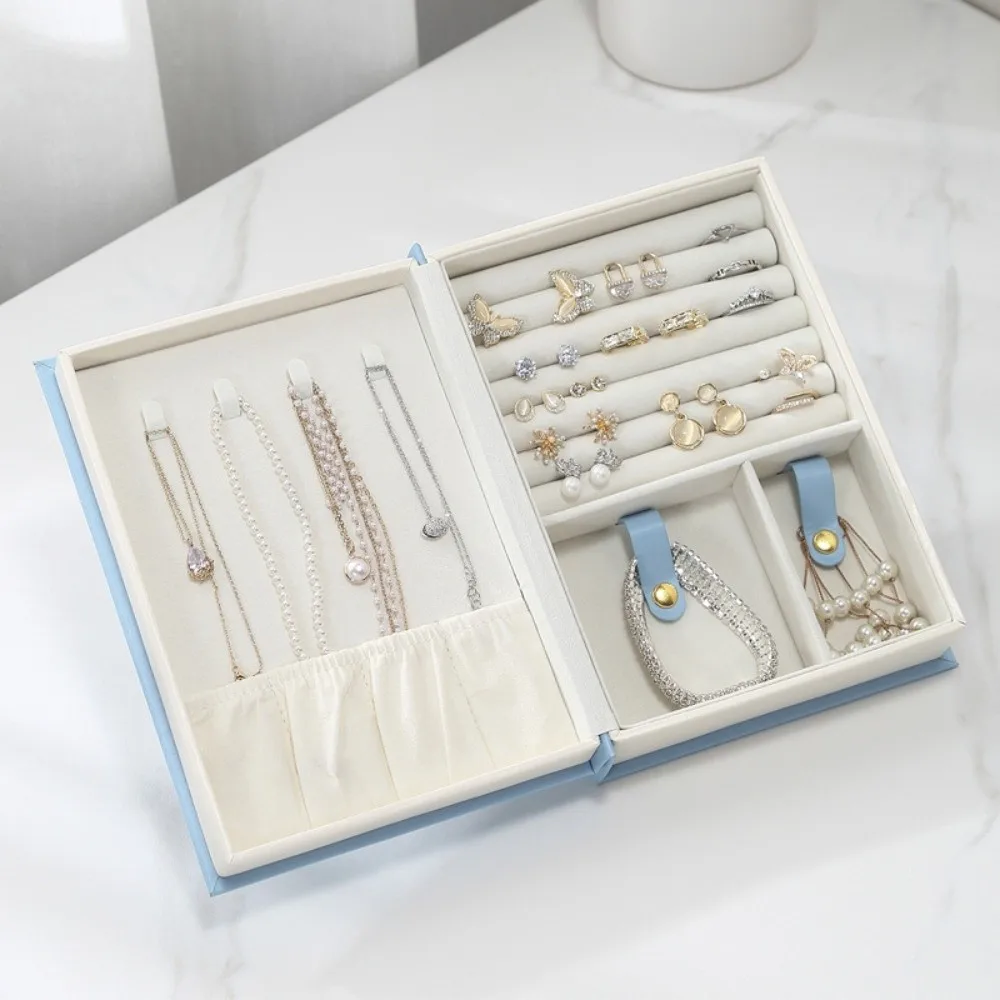 

Упаковочная коробка из искусственной кожи, книга для ювелирных изделий, кольца, серьги, браслет, ожерелье, коробка для демонстрации ювелирных изделий, пылезащитный органайзер для хранения ювелирных изделий