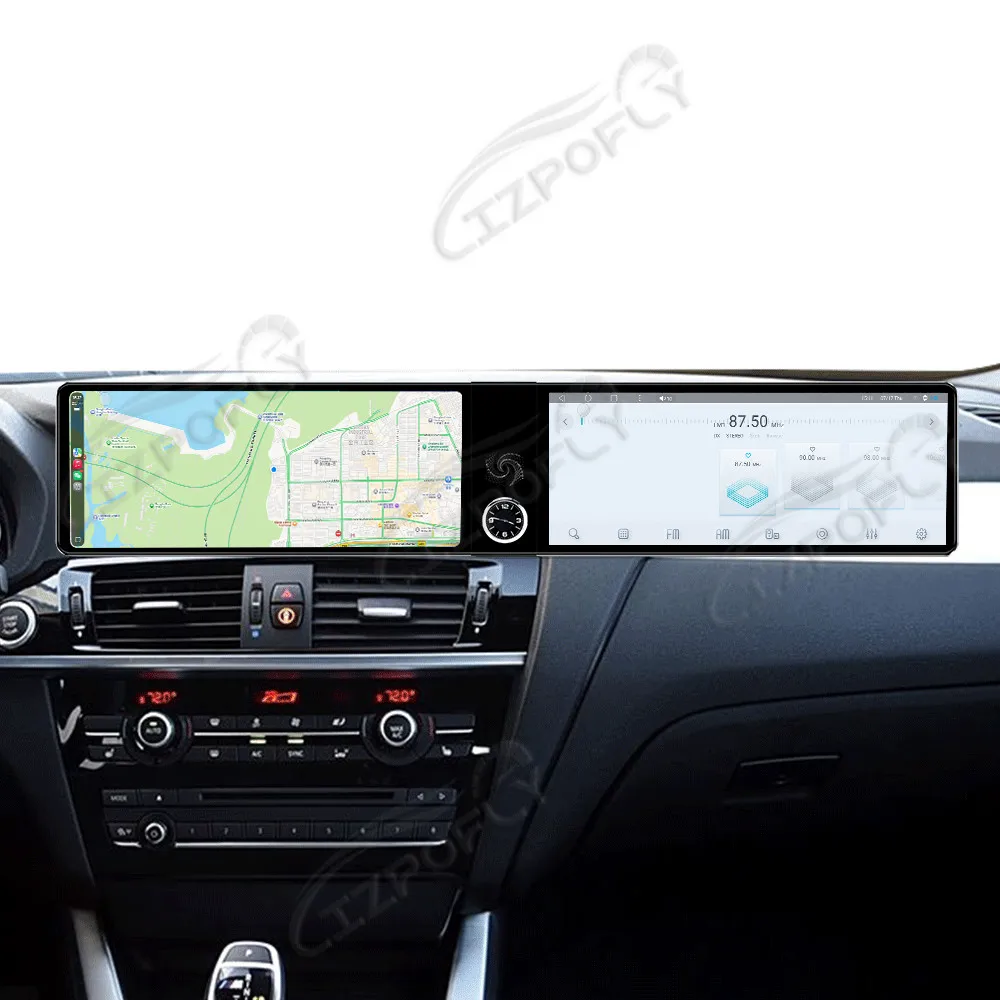 

12,3-дюймовый автомобильный радиоприемник с двойным экраном Android для BMW X3/X4 2011-2012 CIC/2013-2016 NBT CarPlay видео GPS-навигация стерео головное устройство