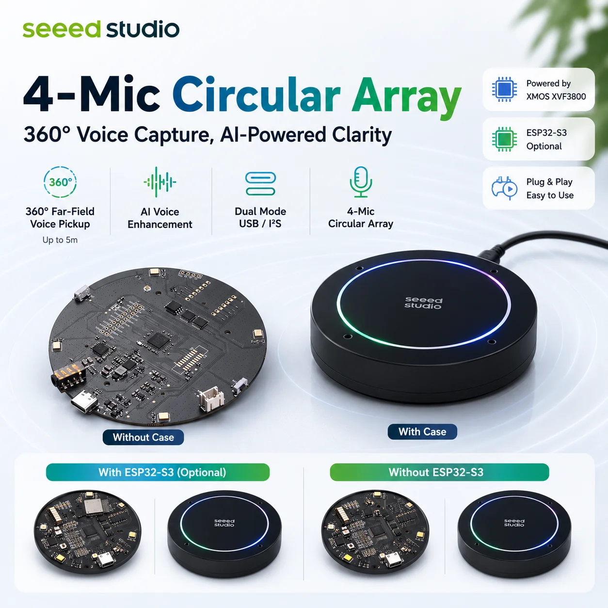respeaker-xmos-xvf3800-microfono-con-ia-y-4-microfonos-esp32s3-aec-para-sala-de-reuniones-5m-360-°-captacion-de-voz-a-larga-distancia-wi-fi-bluetooth
