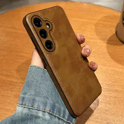 High-end Cowhide Leather Phone Case for Samsung Galaxy S25 24Ultra S23 22Plus A56 55 16 Camera Lens Protection Luxury Soft Cover