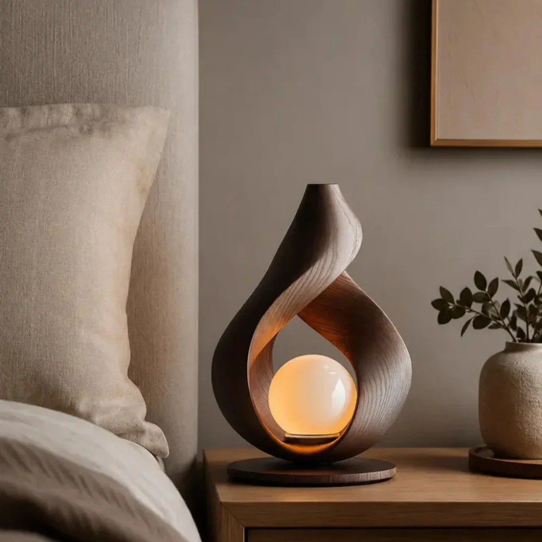 Twisted Teardrop-shaped Wooden Handicrafts Minimalist Style Serene Aesthetic Bedroom Handmade Tabletop Decoration Gift
