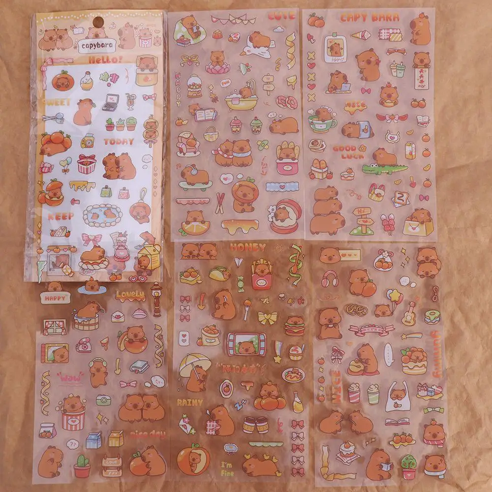 Capivara empilhamento capivara adesivos moda kawaii banho capíbara adesivos papel diy dos desenhos animados kapibara adesivo presente de aniversário
