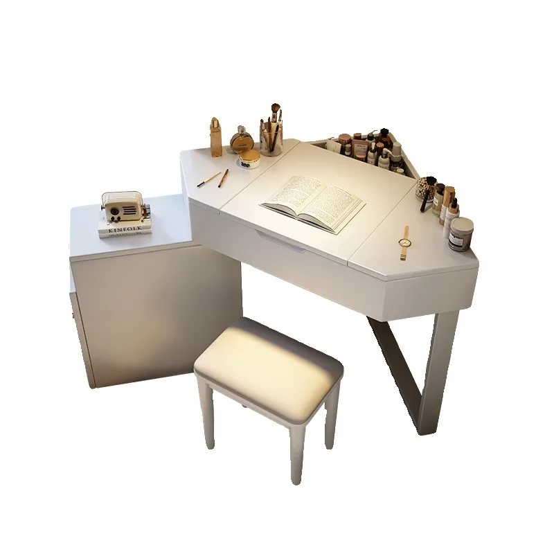 Solid Wood Corner Triangular Dresser Simple Storage Cabinet Desk Integrated Small Apartment Bedroom Corner Makeup Table view 4