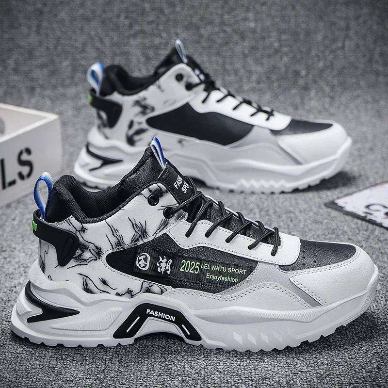 

Кроссовки мужские высокие, Спортивная повседневная обувь для бега, воздухопроницаемые износостойкие, Осень-зима 2024