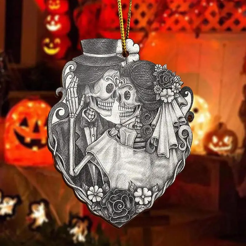 Halloween Car Pendant Flat Acrylic Spooky Charm Decorative Skeleton Craft Party Favors Car Pendant Interior Decoration For Women