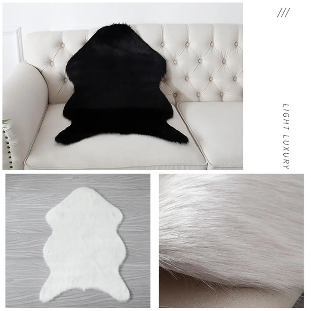 New 40x60cm Imitation Wool Pad Sheepskin Long Hair Fur Carpet Soft Fish Shape Bedside Mat Living Room
