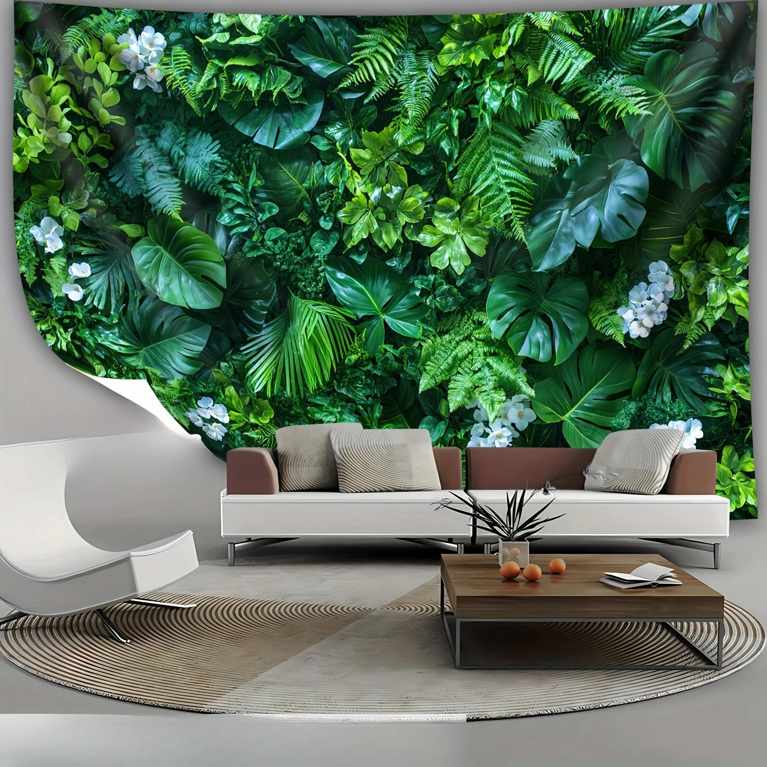 Green Plants - Ultra Large Size- - Digital Printing Huge Tapestry- Polyester- Home Decoration- with Free Hanging Clips