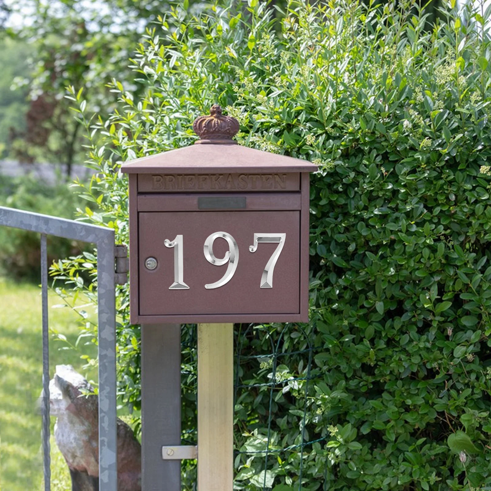 

10pcs Modern Self Adhesive 3D House Numbers Silver Door Stickers for Front Door Mailbox Apartment Wall Garden Decoration