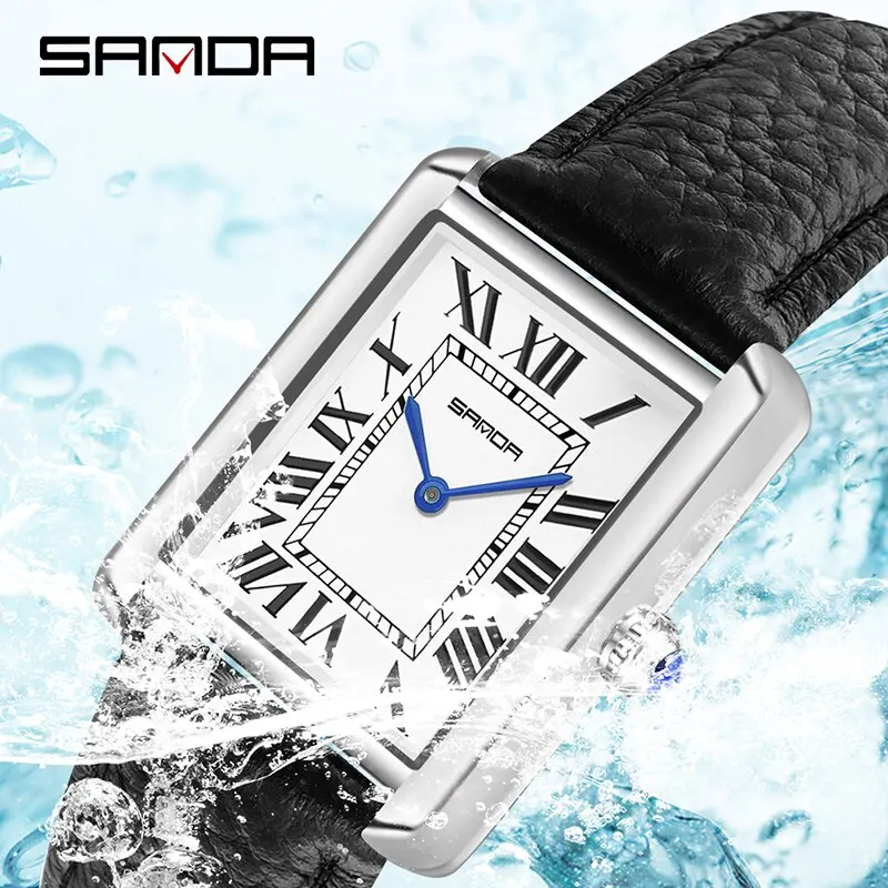 SANDA пара часов 30 м водонепроницаемые повседневные Модные женские и мужские кварцевые часы износостойкие кожаный ремешок квадратный циферблат дизайн Reloj