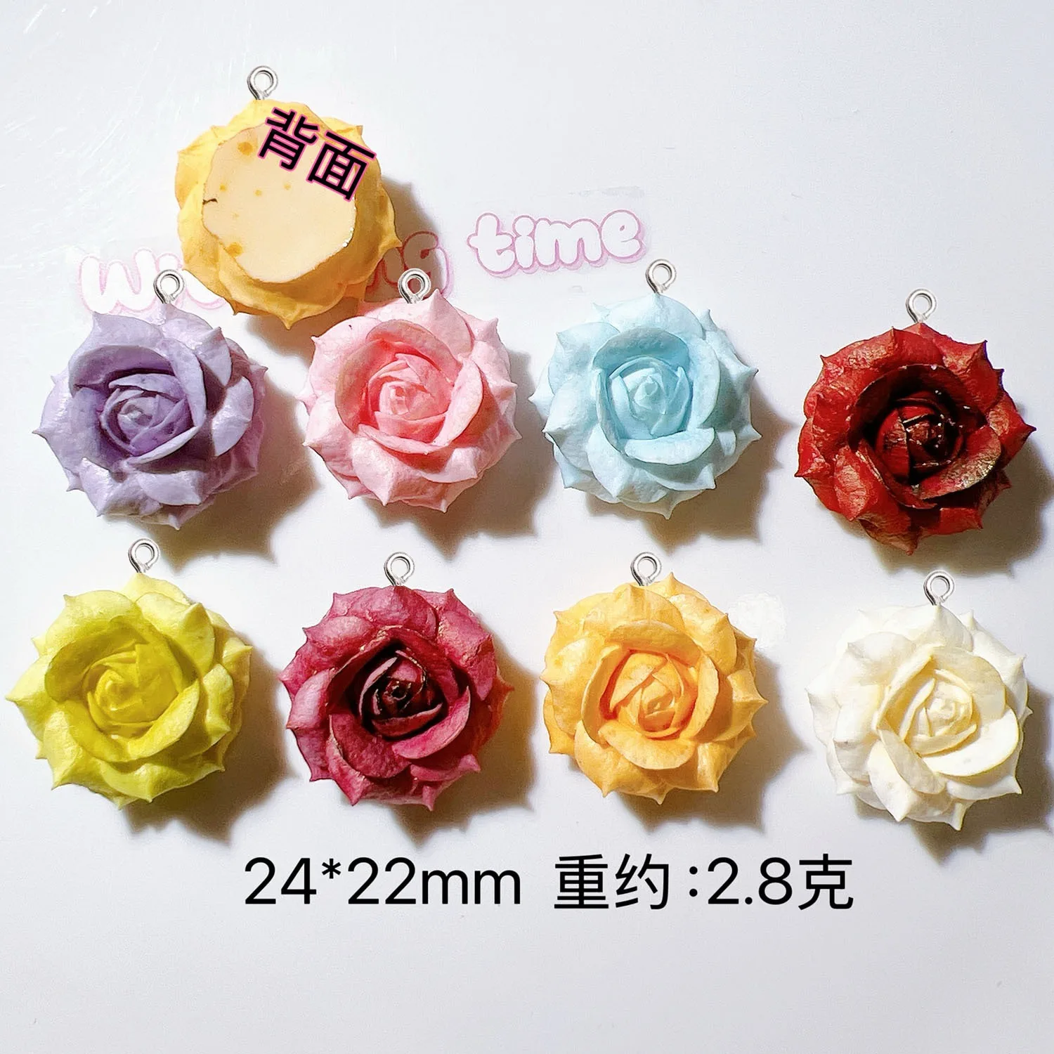 10Pcs Multicolor Resin Rose Flower Pendants For DIY Earrings Necklace Bracelet Jewelry Making Keychain Craft Accessories Hook