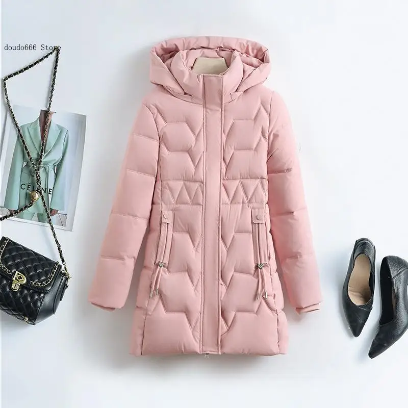 Female Mid Length Thick Warm Parkas Hooded Windbreaker Padded Outdoor Outwear Women Down Cotton Coat Winter Jacket