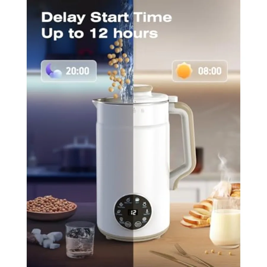 10 в 1 машина для приготовления орехового молока для домашнего использования, автоматическая машина для приготовления соевого молока на 55 унций с 12 лезвиями, идеально подходит для приготовления домашнего миндаля и овсяного кока