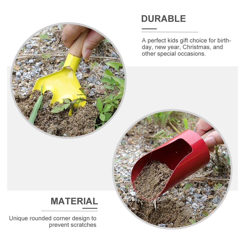 Ensemble d'outils de jardin pour enfants, 5 pièces, manche en bois, Mini pelle râteau Portable pour activités de plantation en plein air, travail de jardin, apprentissage par