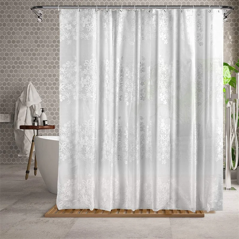 Shower Curtain,  Transparent PEVA, Waterproof, Semi-Transparent Clear, Anti-Mold PVC-Free, Washable With 12 Rings