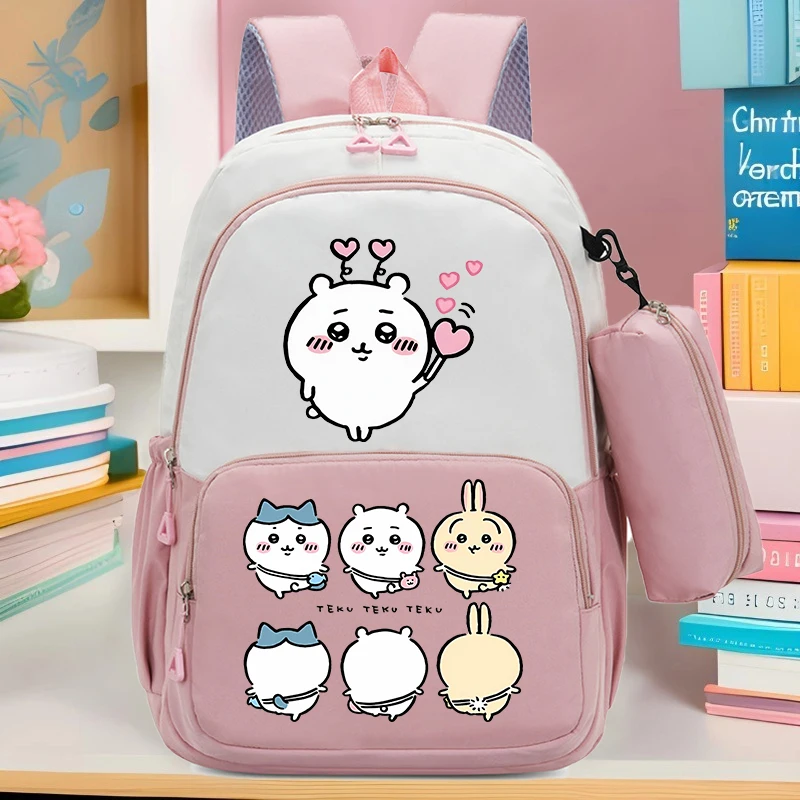

Chiikawaed School Bag Pencil Case Cartoon Anime Kid Boy Girl Knapsack Teenager Backpack Student BookBag Rucksack Children Bags