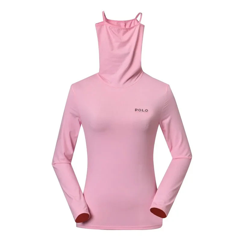 Ropa de protección solar para mujer, ropa interior de seda de hielo, máscara de cuello alto, golf, Verano