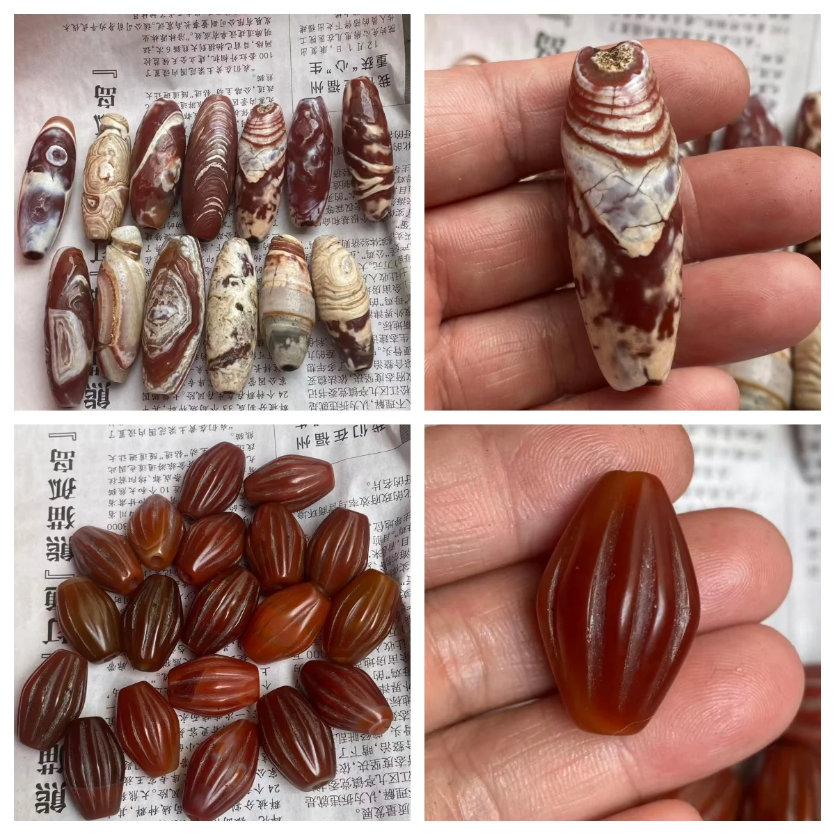 1pcs/lot Red weathered patina milky agate Dzi bead, pumpkin-shaped agate Dzi bead 30-40mm loose beads for stringing